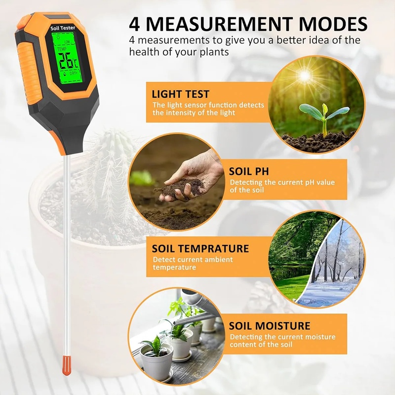 4-in-1 토양 테스터, pH, 온도 및 햇빛 측정  - Ph Meter Digital Water Tester 리뷰 및 가격